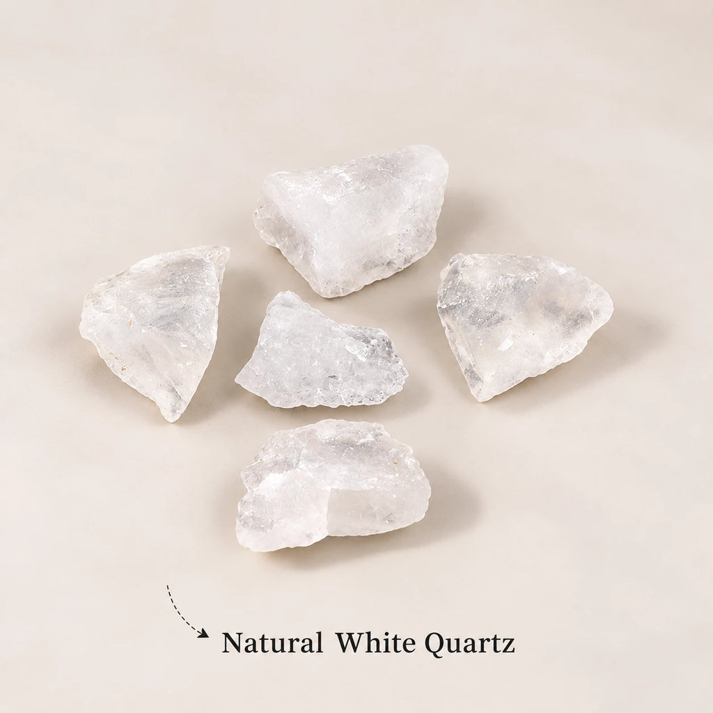 Natural white quartz rough diffuser stones.