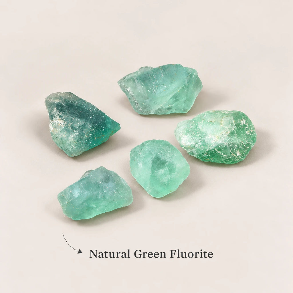 Natural green fluorite rough diffuser stones.
