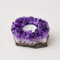 LumaStone natural amethyst candle holder, a beautiful purple crystal cluster decor, displayed as a decorative ornament.