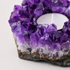LumaStone natural amethyst candle holder, a raw crystal cluster with purple hues, perfect as decorative ornament.