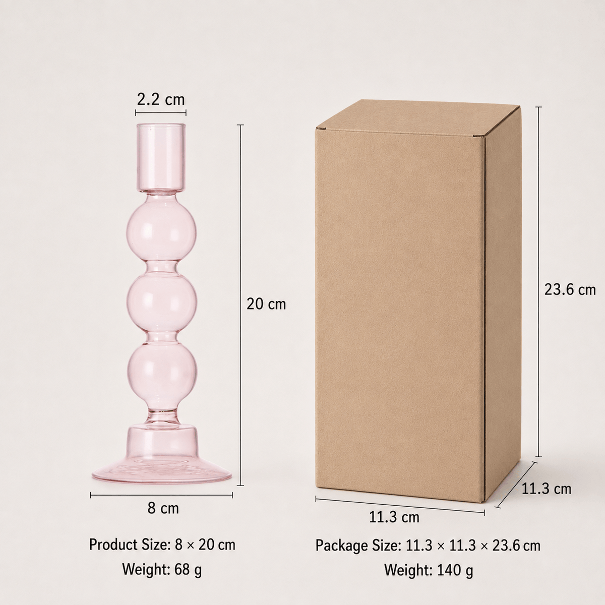 StillAura borosilicate glass candle holder, clear decorative glass candlestick for elegant home decor.