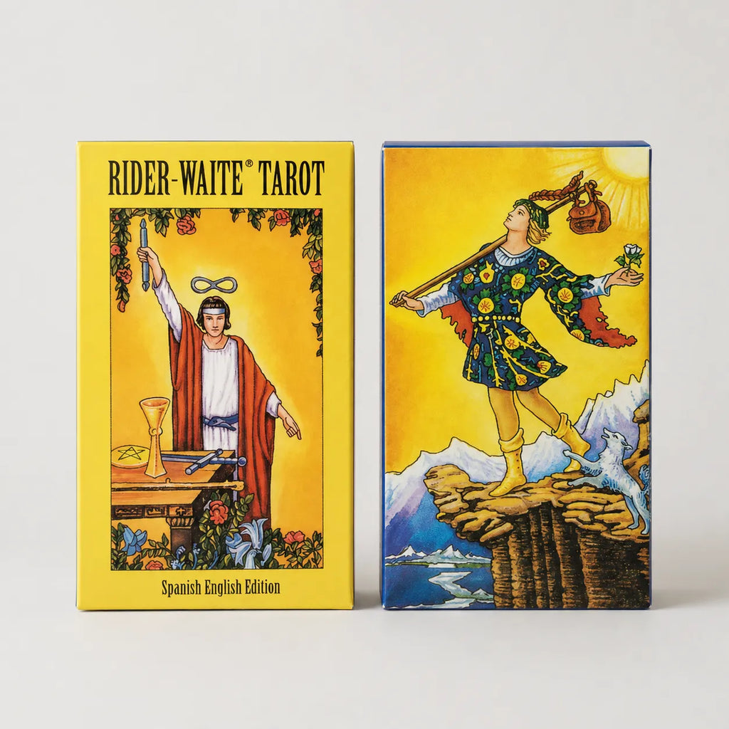 Moonveil Spanish Bilingual Knight Tarot deck, blue 78 card divination cards for English speakers.