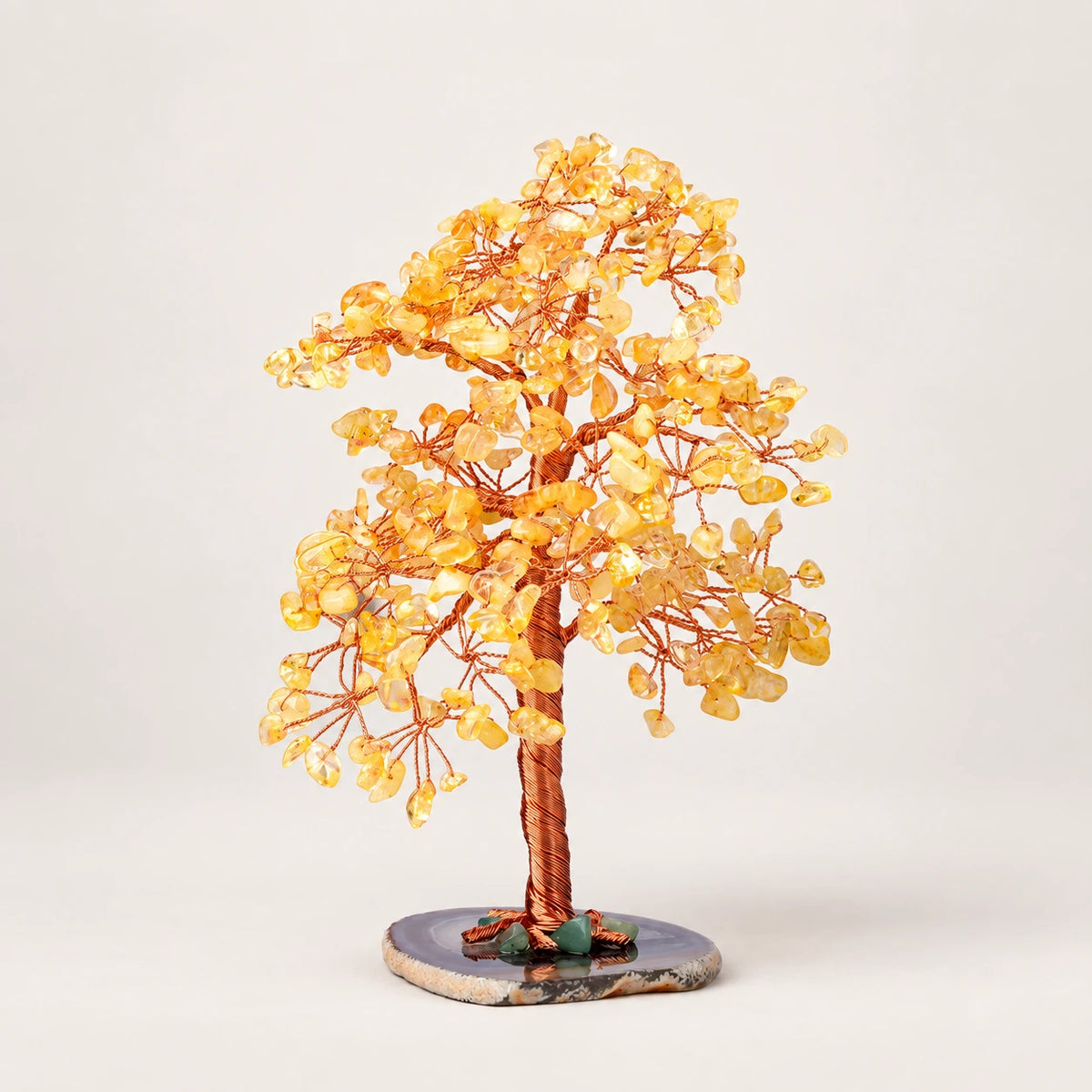 Natural Crystal Crushed Stone Fortune Tree Ornament — Citrine