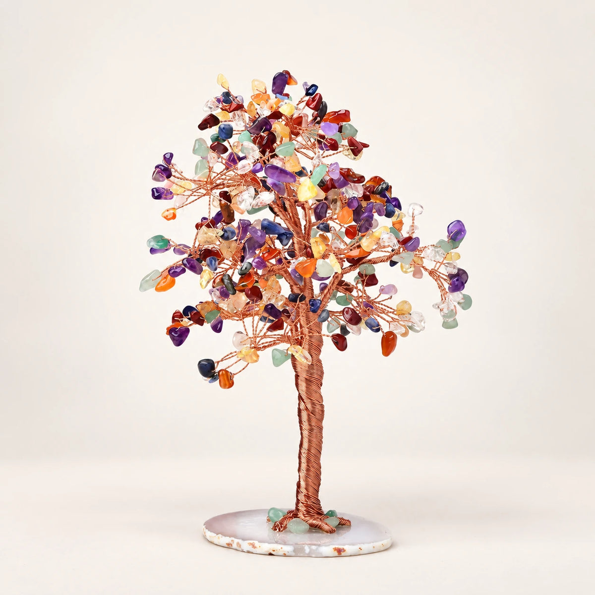 Natural Crystal Crushed Stone Fortune Tree Ornament — Colored mixed crystals