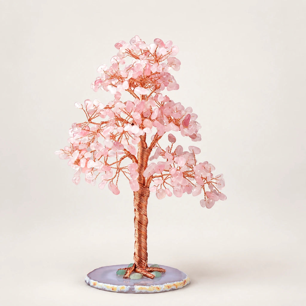 Natural Crystal Crushed Stone Fortune Tree Ornament — Pink Crystal