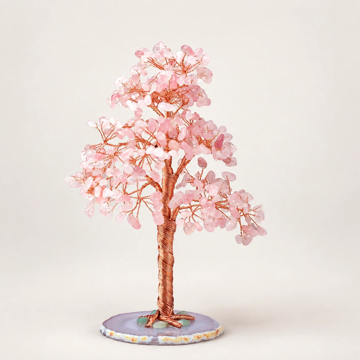 Natural Crystal Crushed Stone Fortune Tree Ornament — Pink Crystal