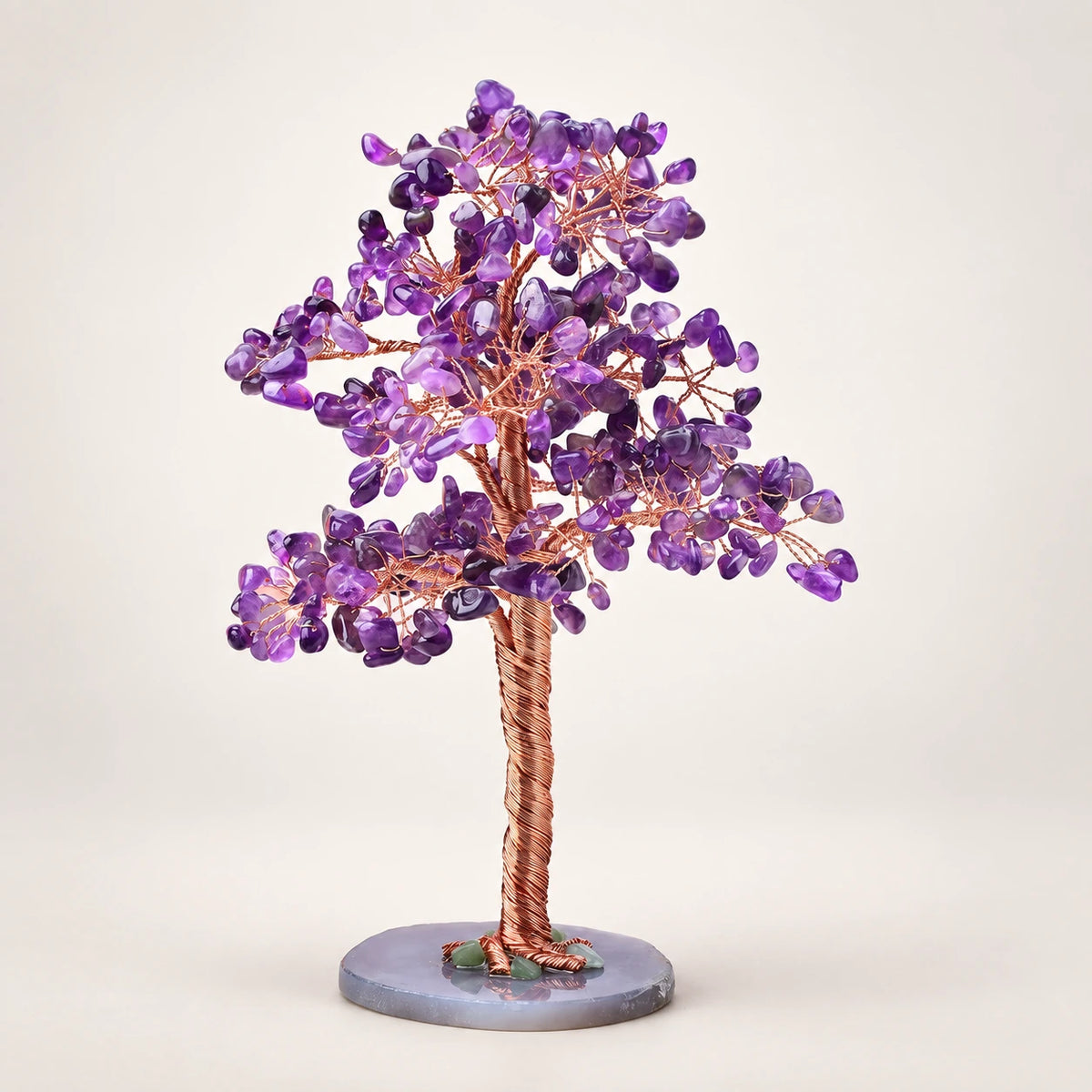 Natural Crystal Crushed Stone Fortune Tree Ornament — Amethyst
