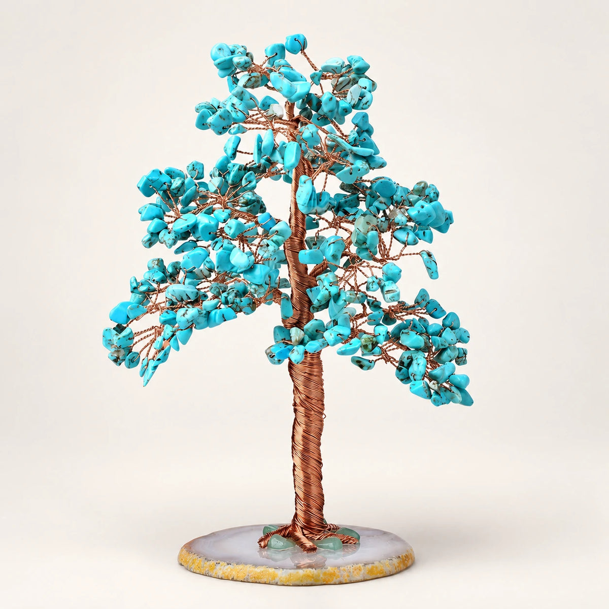 Natural Crystal Crushed Stone Fortune Tree Ornament — Turquoise