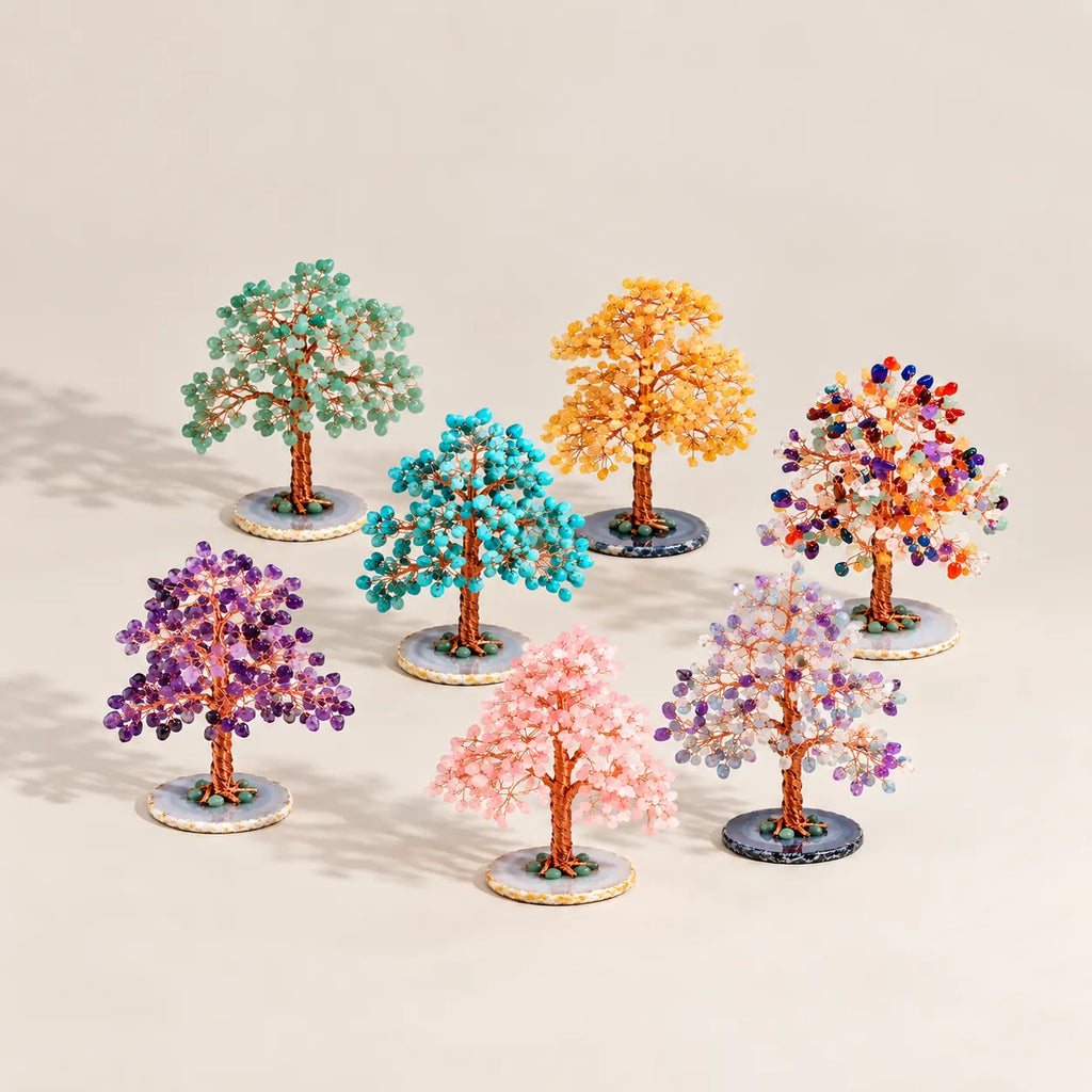Natural Crystal Crushed Stone Fortune Tree Ornament 