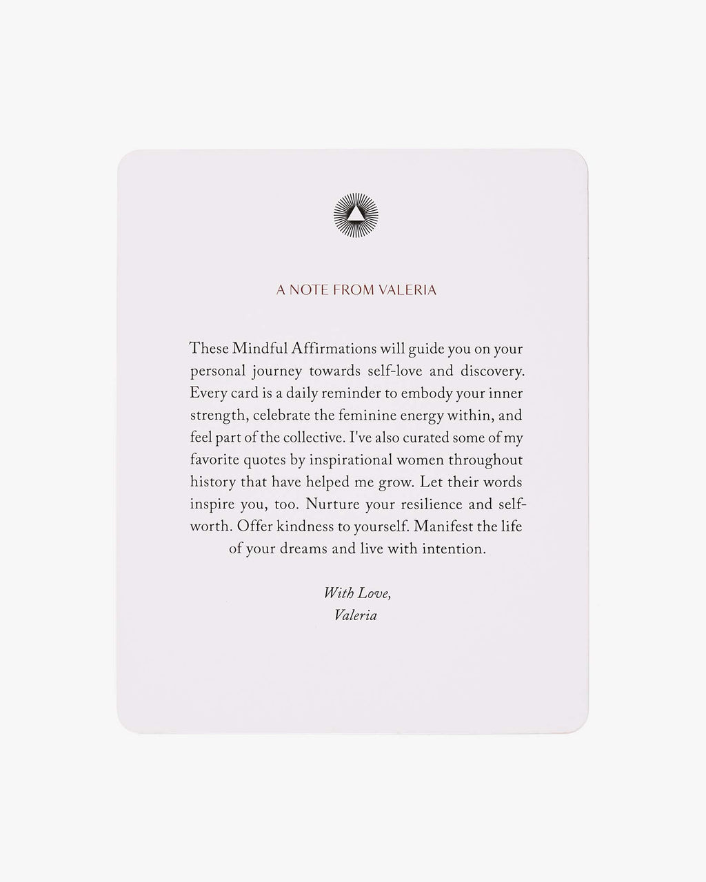 Intelligent Change Mindful Affirmations for Women printed note from Valeria