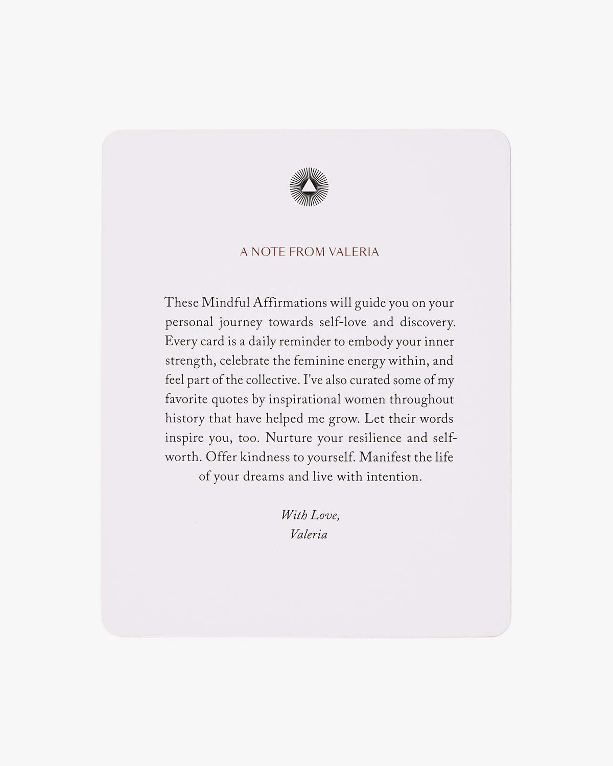Intelligent Change Mindful Affirmations for Women printed note from Valeria