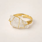 LumaStone white crystal ring with gold-toned wire wrapping