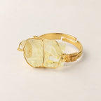 LumaStone yellow crystal ring with gold-toned wire wrapping