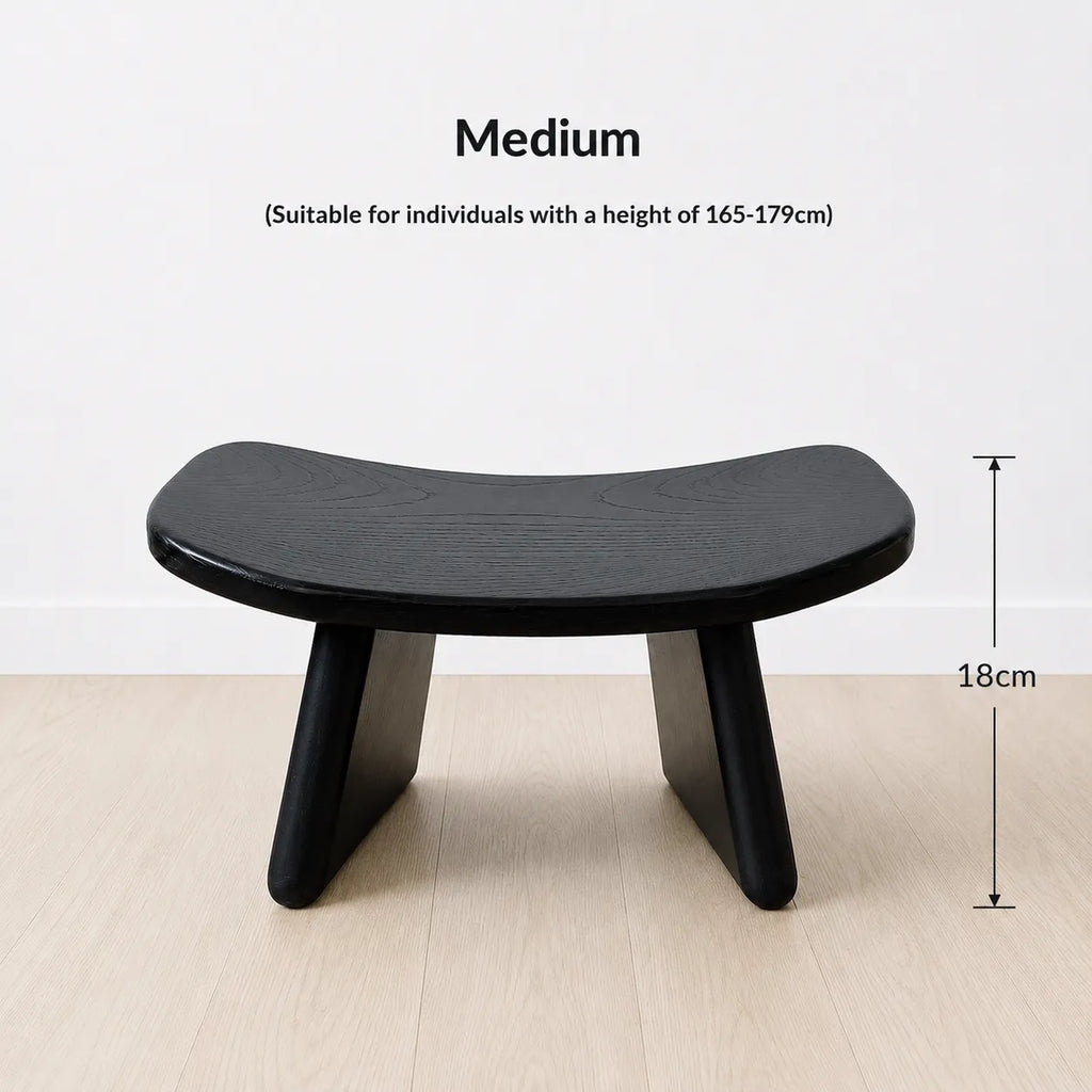 StillAura solid wood meditation bench for zen seating; Japanese style mindfulness chair.
