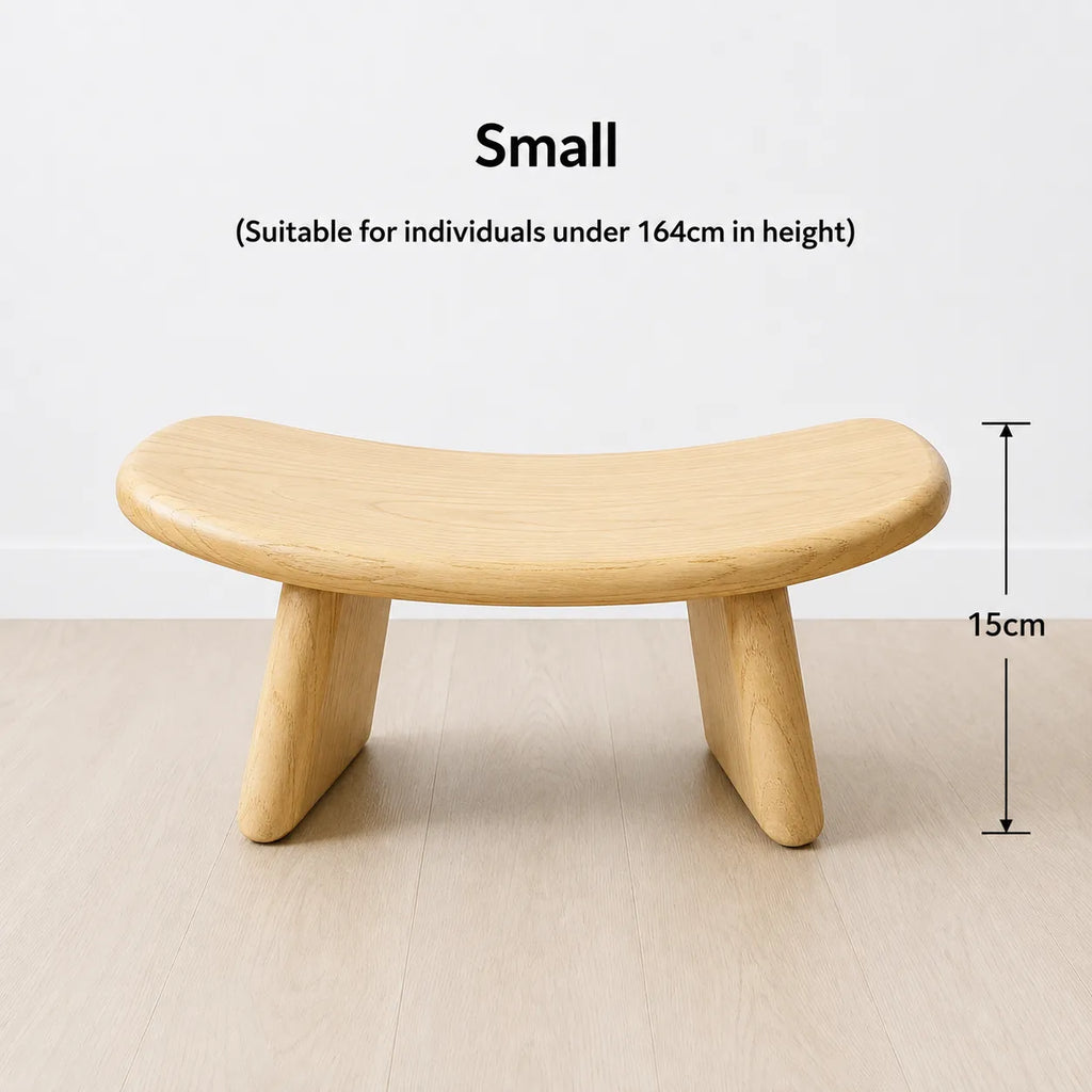 StillAura solid wood meditation bench for zen seating, a mindfulness chair with Japanese style design.