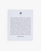 Reverse side of an Intelligent Change affirmation card showing about text.