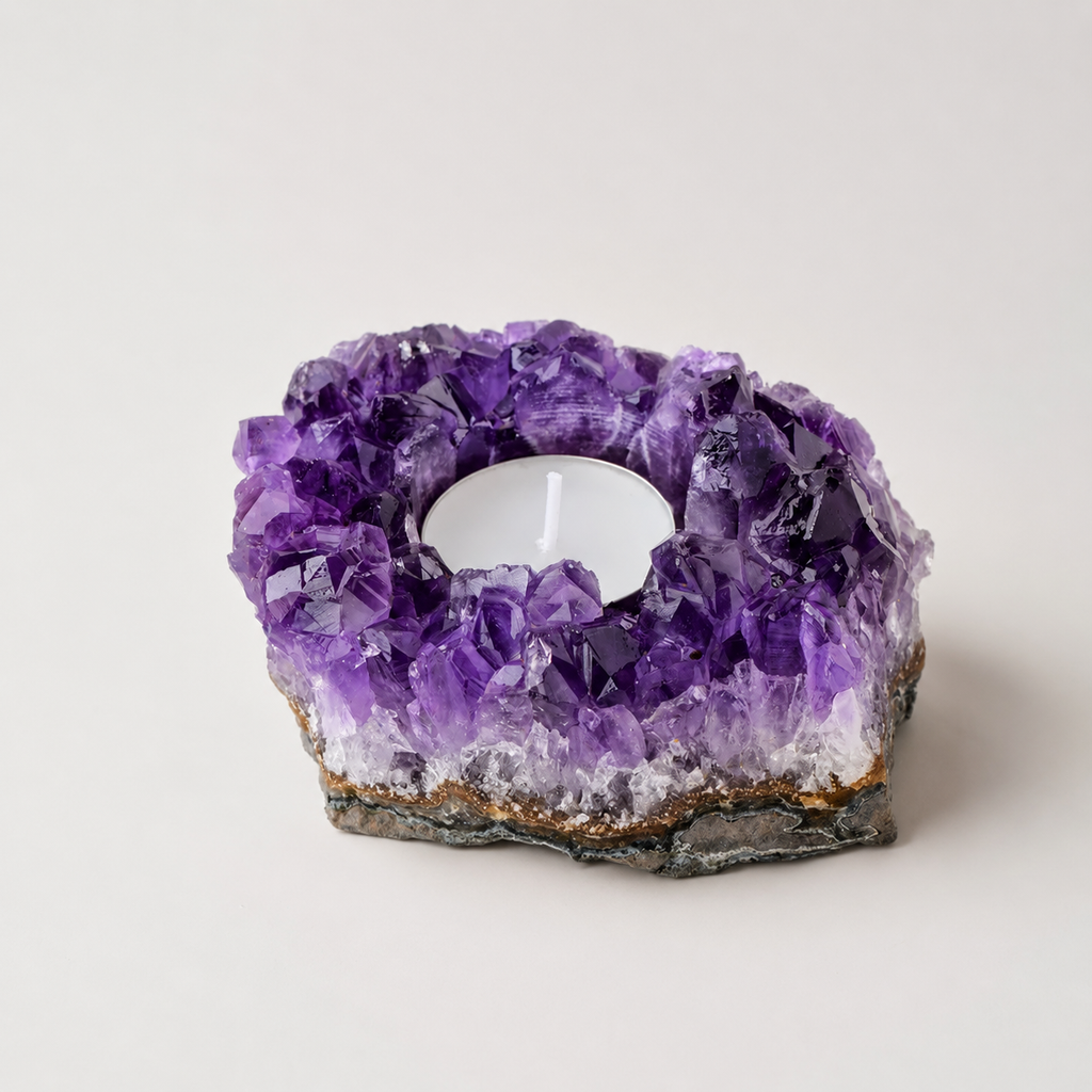 Natural Amethyst Candle Holder Ornaments