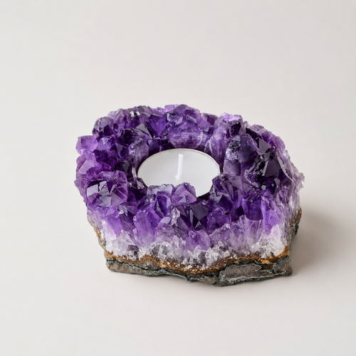 Natural Amethyst Candle Holder Ornaments
