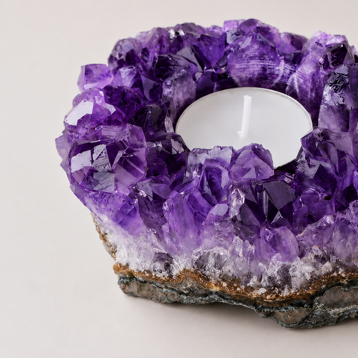Natural Amethyst Candle Holder Ornaments