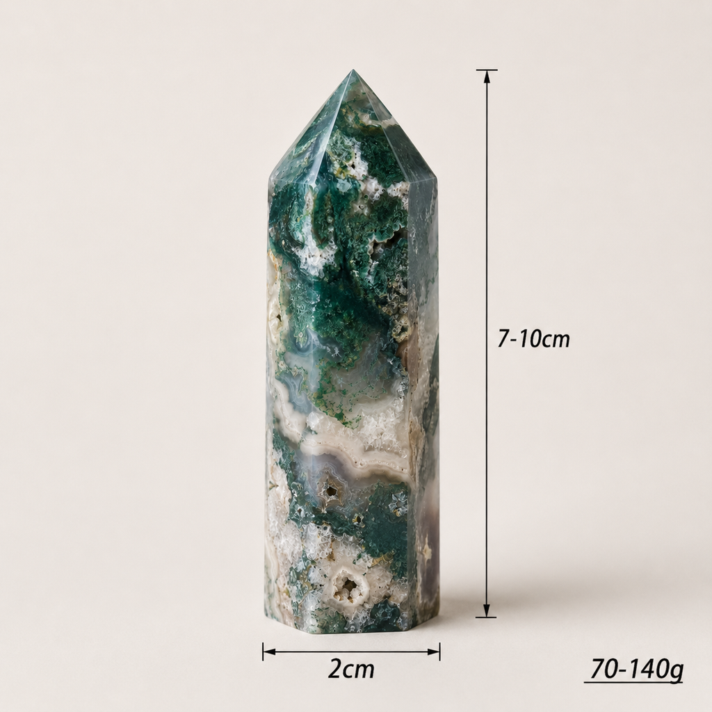 Green Water Grass Agate Crystal Column
